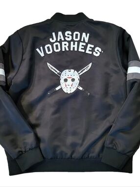 NEW Friday The 13th F13 Jason Voothees Black Bomber Jacket - Oversized XS